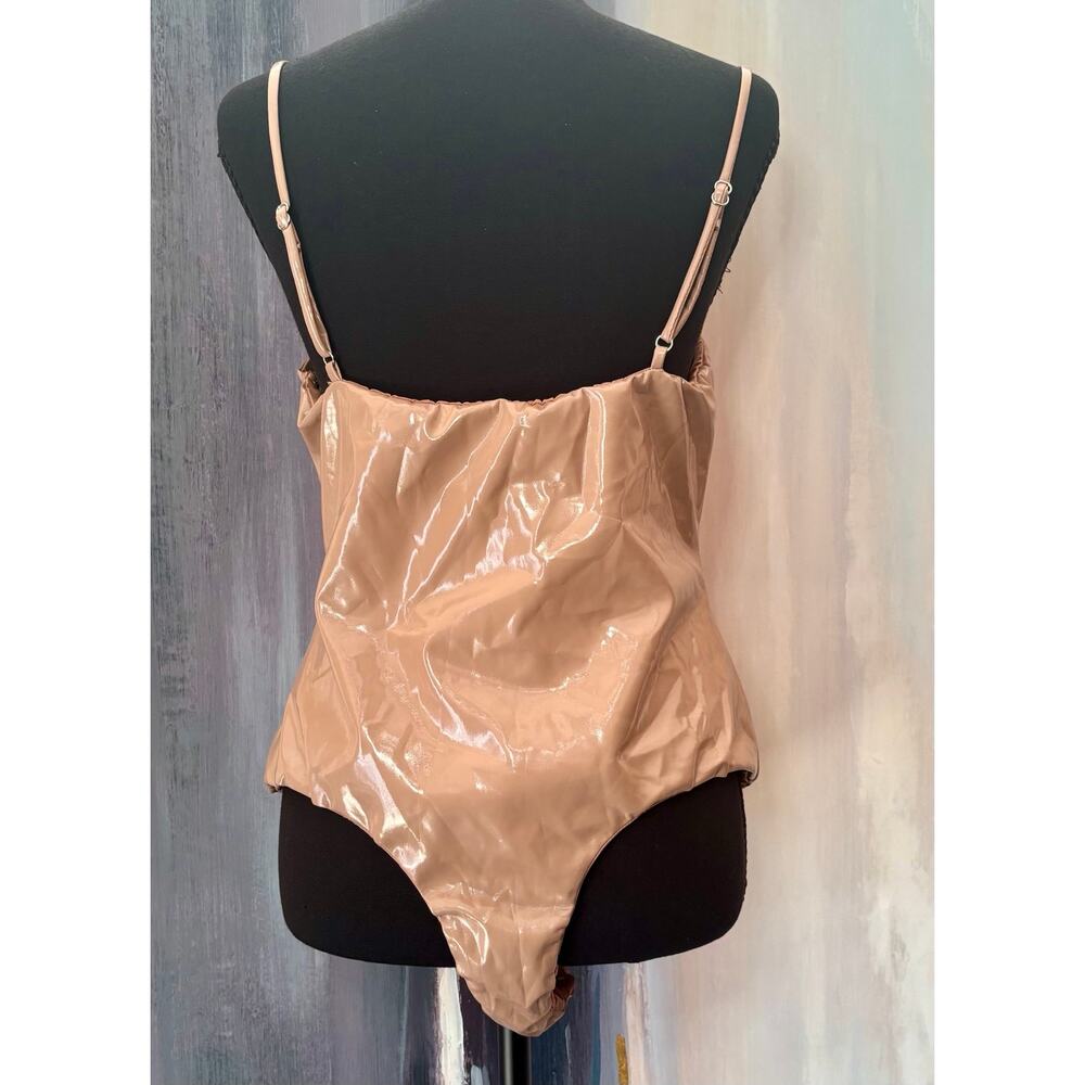 Naked Wardrobe Nude Faux Leather Underwire Bodysuit XL Vegan Leather Stretch - Picture 4 of 8